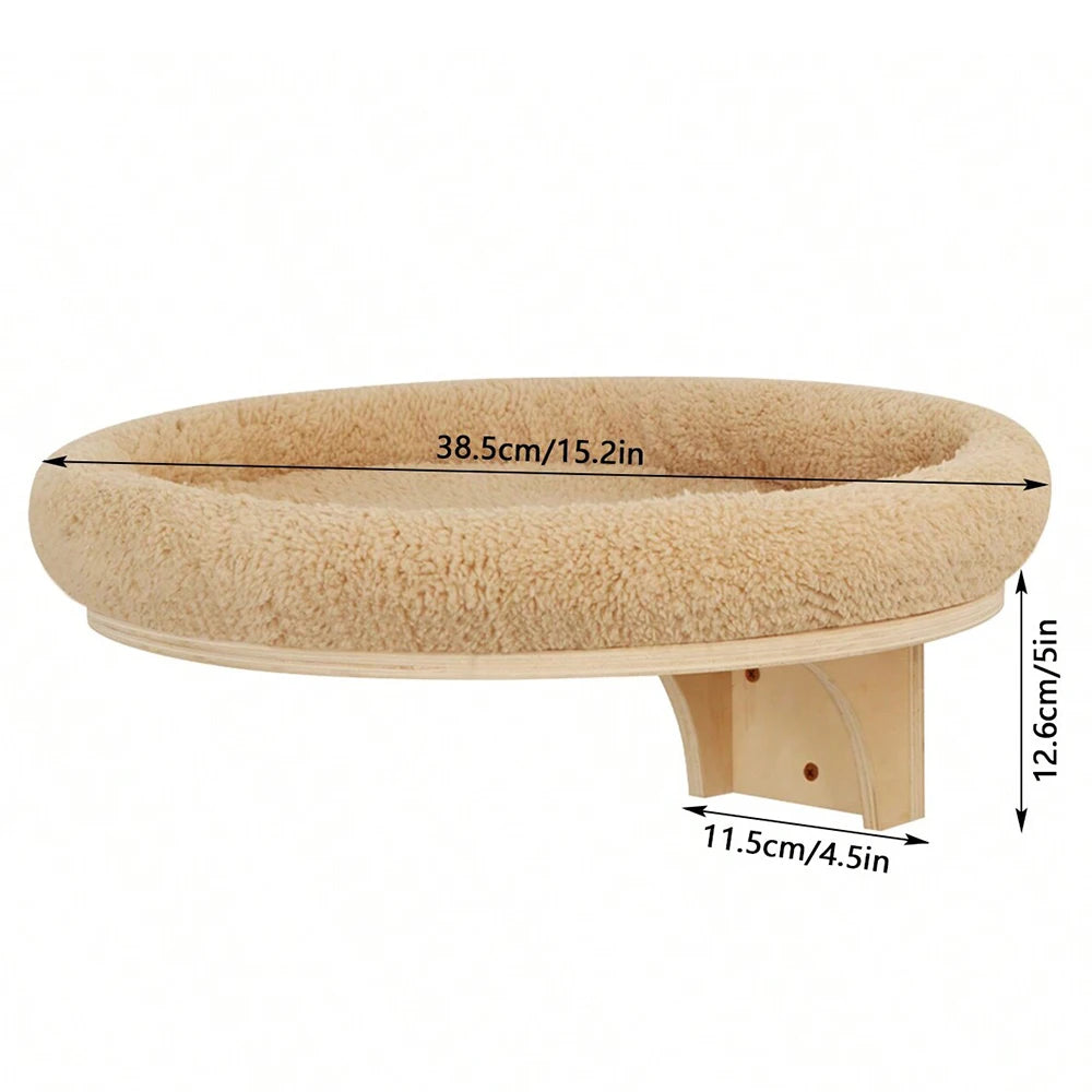 Wall Mounted Cat Tree Wooden Shelves Scratching Posts Climbing Cat Perches Hammock with Steps and Ladder Pet Wooden Furniture