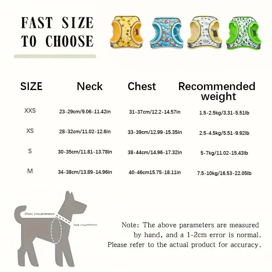 French Bulldog Harness with Leash — Honeycomb Mesh Breathable Vest, No-Pull Adjustable Dog Harness for Small Breeds & Puppies