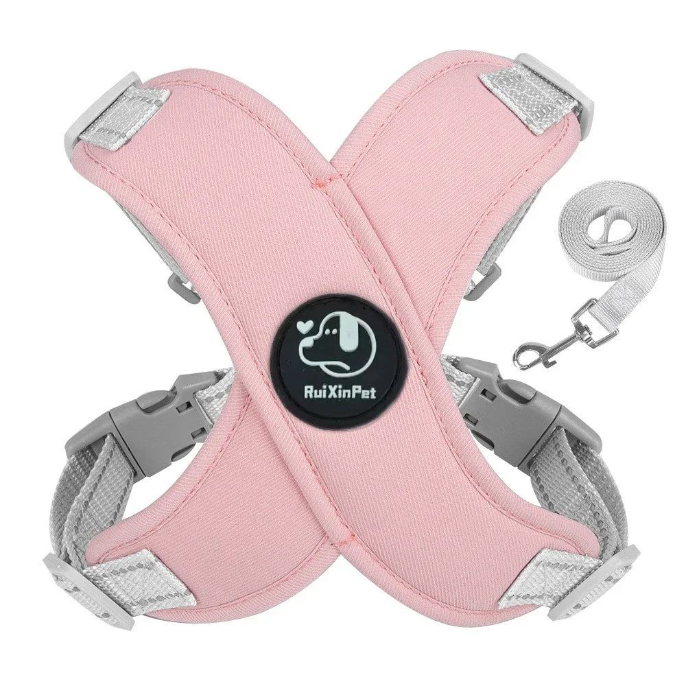 French Bulldog Harness and Leash Set — Reflective Adjustable Vest with Metal D-Ring, Breathable No-Pull Walking Harness for Small Dogs