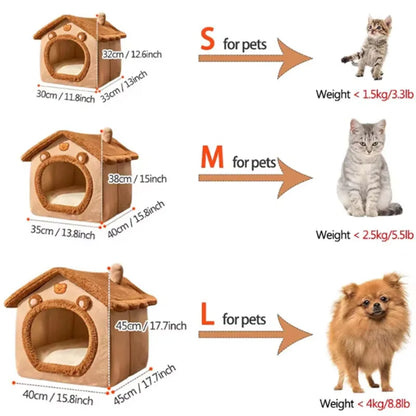Indoor Cat Nest Soft Pet Bed House Shape Cat Nest Cat Bed Mat Small And Medium-Sized Pet Nest Pet Supplies Removable And Clean.
