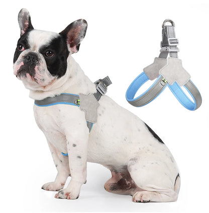 French Bulldog Harness No Pull — Reflective Breathable Mesh Saddle Vest for Small Medium Dogs, Chihuahua, Puppy