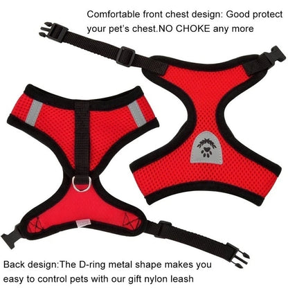 French Bulldog Harness for Small Dogs — Soft Mesh Breathable Vest, Adjustable Reflective No-Pull Harness with Leash for Puppies