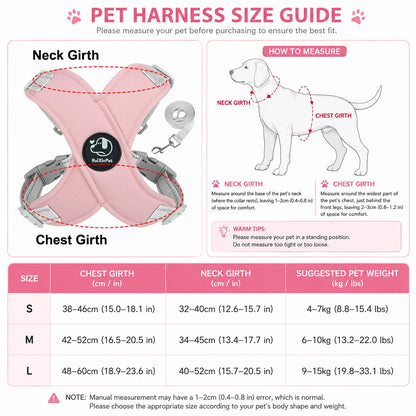 French Bulldog Harness and Leash Set — Reflective Adjustable Vest with Metal D-Ring, Breathable No-Pull Walking Harness for Small Dogs