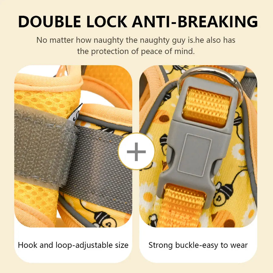 French Bulldog Harness with Leash — Honeycomb Mesh Breathable Vest, No-Pull Adjustable Dog Harness for Small Breeds & Puppies