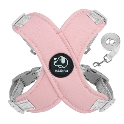 French Bulldog Harness and Leash Set — Reflective Adjustable Vest with Metal D-Ring, Breathable No-Pull Walking Harness for Small Dogs