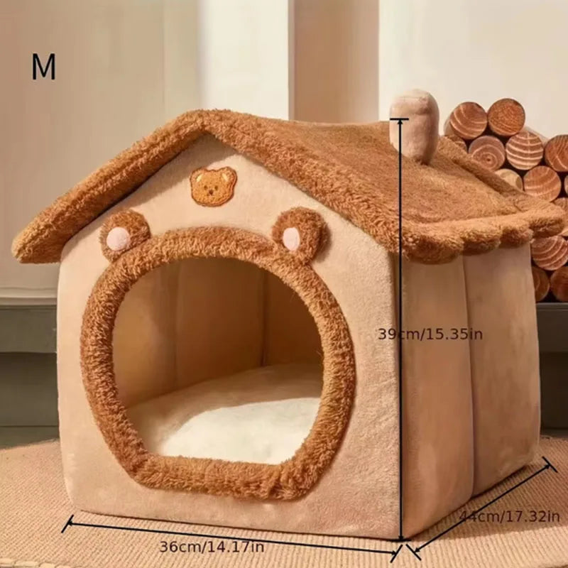 Indoor Cat Nest Soft Pet Bed House Shape Cat Nest Cat Bed Mat Small And Medium-Sized Pet Nest Pet Supplies Removable And Clean.