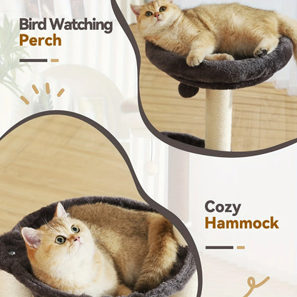 INCHES Tower For Indoor Cats, Multi-Level Cat Tree With Scratching Posts Plush Basket , Cat Activity Tree With Dangling Ball