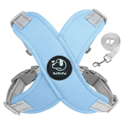 French Bulldog Harness and Leash Set — Reflective Adjustable Vest with Metal D-Ring, Breathable No-Pull Walking Harness for Small Dogs