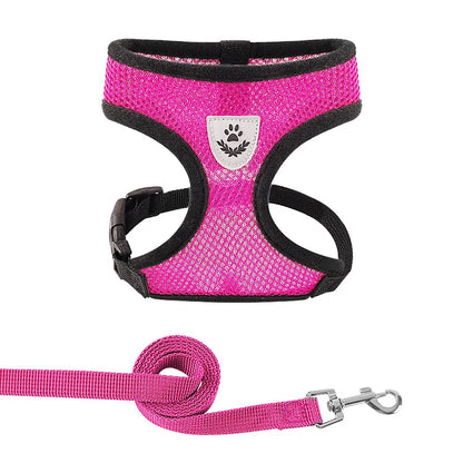 French Bulldog Harness for Small Dogs — Soft Mesh Breathable Vest, Adjustable Reflective No-Pull Harness with Leash for Puppies