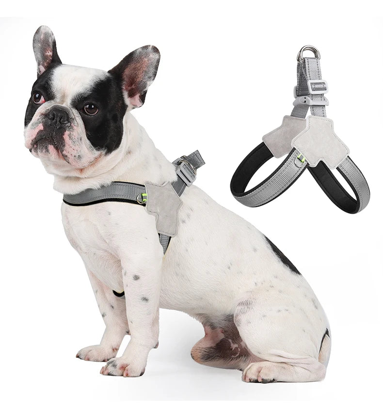 French Bulldog Harness for Small Medium Large Dogs — Adjustable Reflective Chest Strap Vest, Hiking Walking Harness for Pug, Teddy