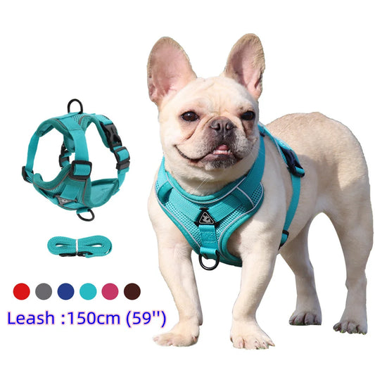 French Bulldog Harness and Leash Set — Padded Vest for Small Dogs, Pug, Pitbull, Puppy | Quick Release, 6 Colors