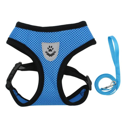 French Bulldog Harness for Small Dogs — Soft Mesh Breathable Vest, Adjustable Reflective No-Pull Harness with Leash for Puppies