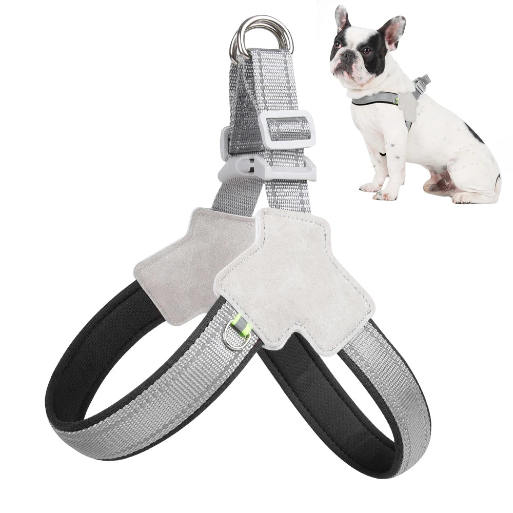French Bulldog Harness No Pull — Reflective Breathable Mesh Saddle Vest for Small Medium Dogs, Chihuahua, Puppy