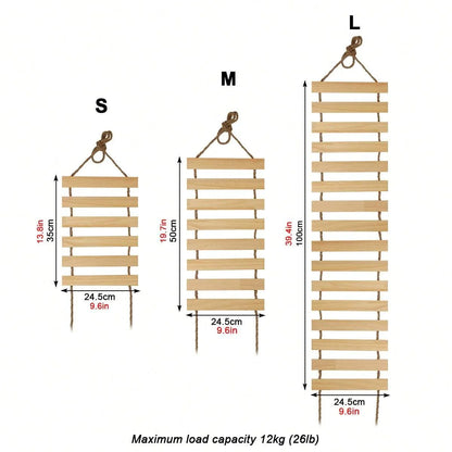 Natural Wood Cat Climbing Ladder Bridge Tree Versatile for Cages Wardrobes Ideal for Playful Kittens Pet Furniture Accessories
