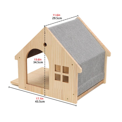 Wall Mounted Cat Tree Wooden Shelves Scratching Posts Climbing Cat Perches Hammock with Steps and Ladder Pet Wooden Furniture