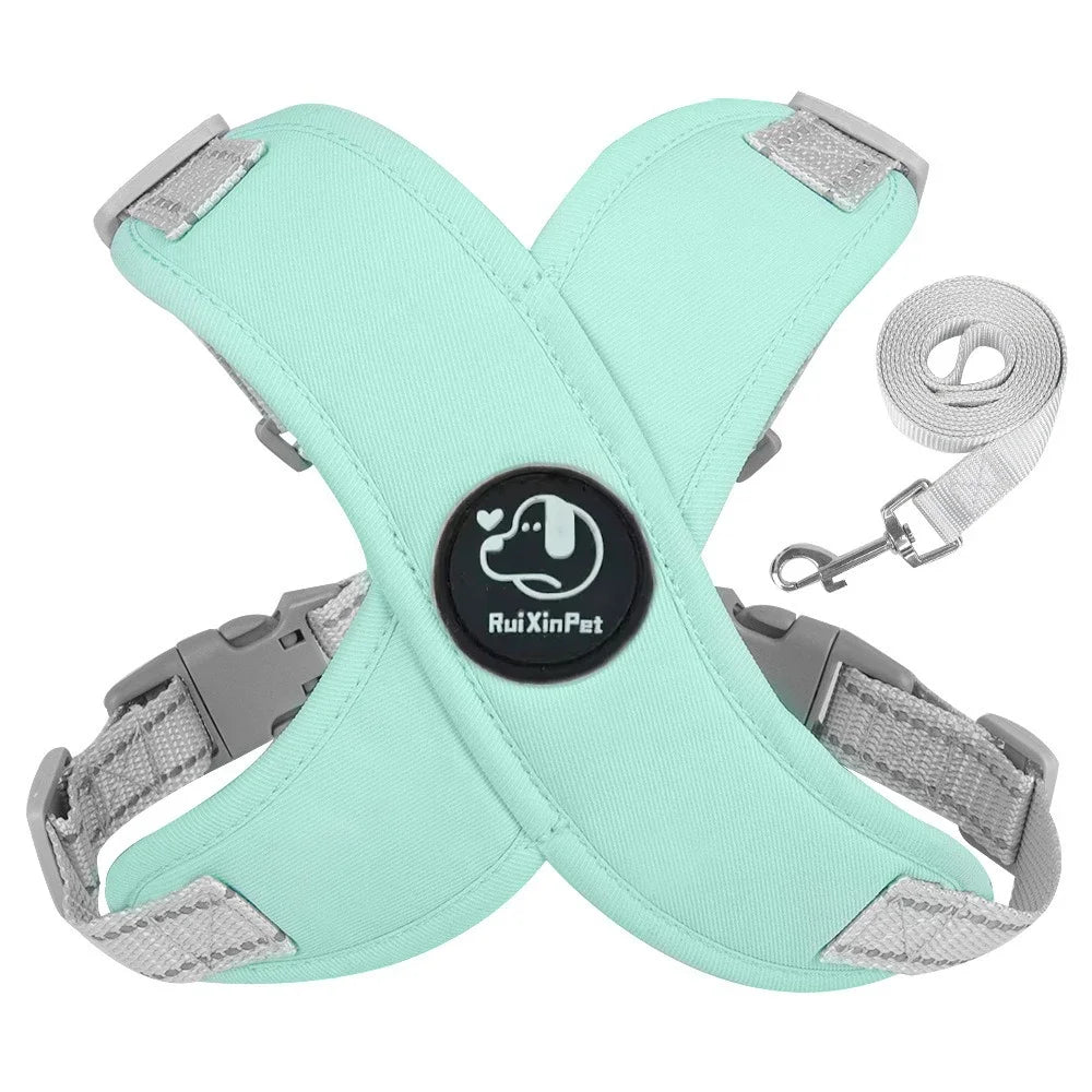 French Bulldog Harness and Leash Set — Reflective Adjustable Vest with Metal D-Ring, Breathable No-Pull Walking Harness for Small Dogs