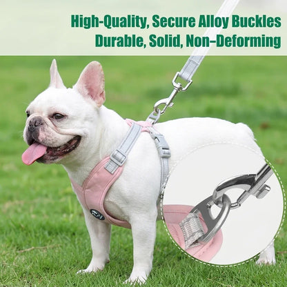 French Bulldog Harness and Leash Set — Reflective Adjustable Vest with Metal D-Ring, Breathable No-Pull Walking Harness for Small Dogs