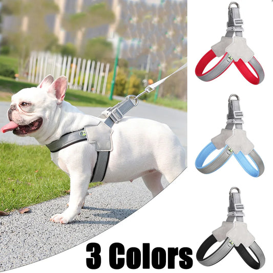 French Bulldog Harness for Small Medium Large Dogs — Adjustable Reflective Chest Strap Vest, Hiking Walking Harness for Pug, Teddy