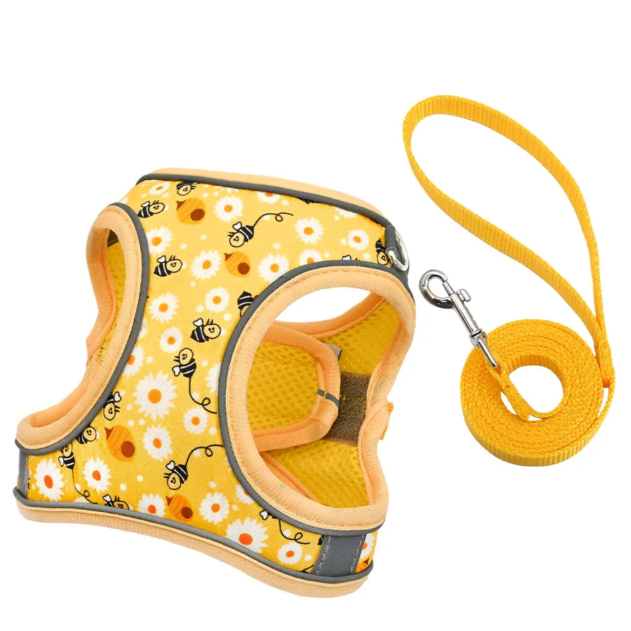 French Bulldog Harness with Leash — Honeycomb Mesh Breathable Vest, No-Pull Adjustable Dog Harness for Small Breeds & Puppies