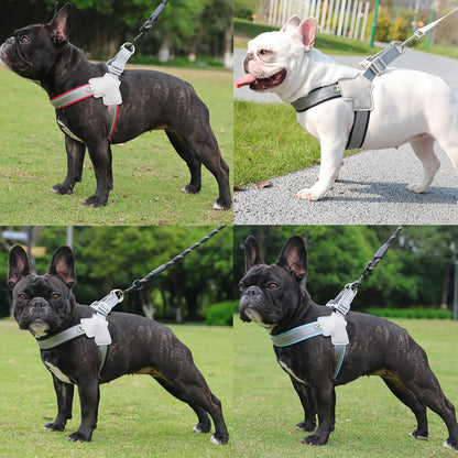 French Bulldog Harness for Small Medium Large Dogs — Adjustable Reflective Chest Strap Vest, Hiking Walking Harness for Pug, Teddy