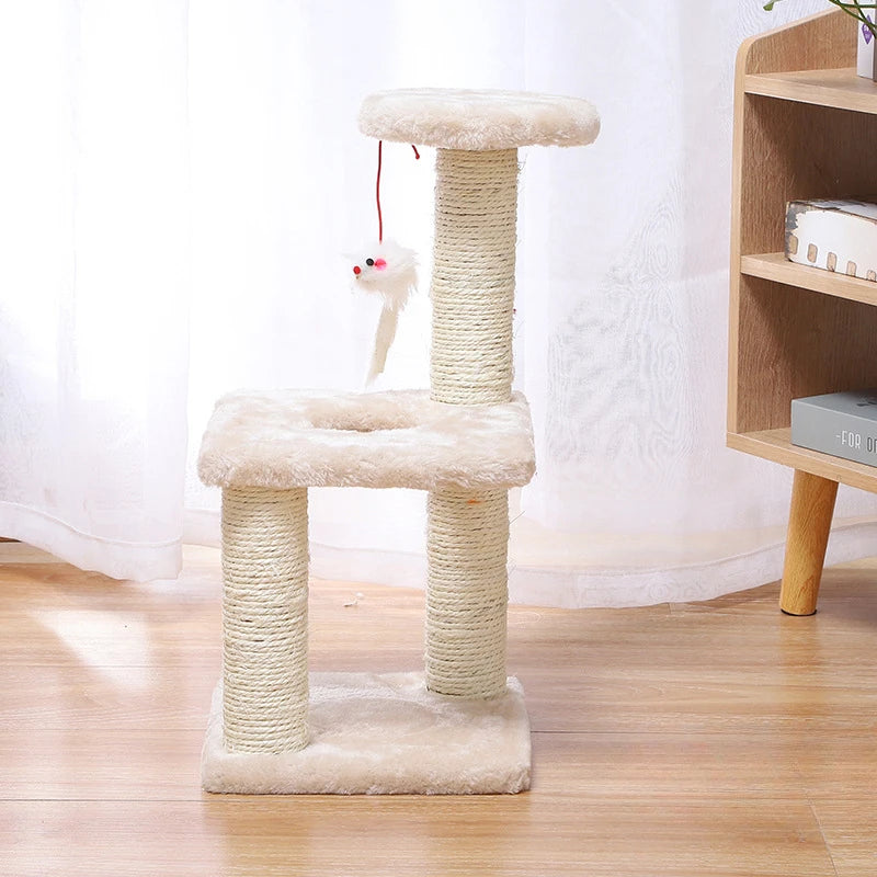 INCHES Tower For Indoor Cats, Multi-Level Cat Tree With Scratching Posts Plush Basket , Cat Activity Tree With Dangling Ball