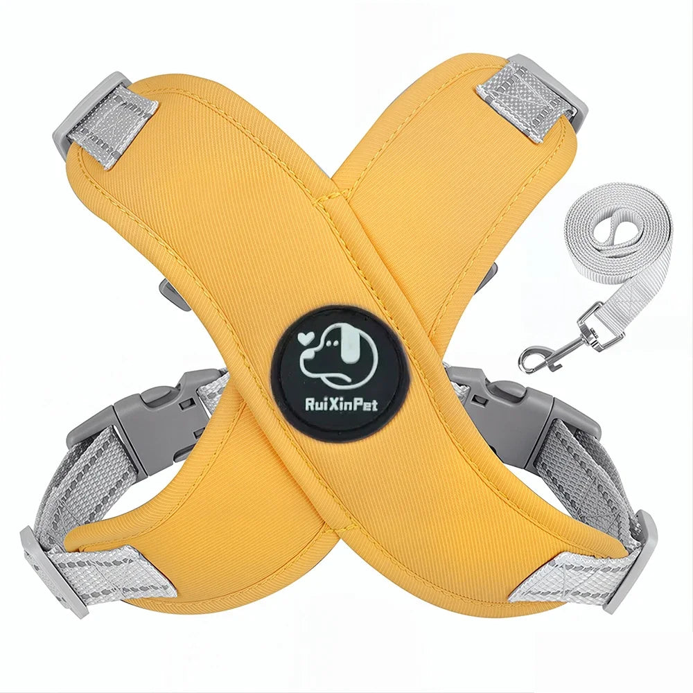 French Bulldog Harness and Leash Set — Reflective Adjustable Vest with Metal D-Ring, Breathable No-Pull Walking Harness for Small Dogs