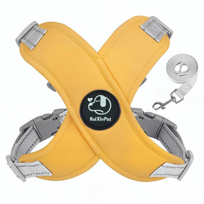 French Bulldog Harness and Leash Set — Reflective Adjustable Vest with Metal D-Ring, Breathable No-Pull Walking Harness for Small Dogs