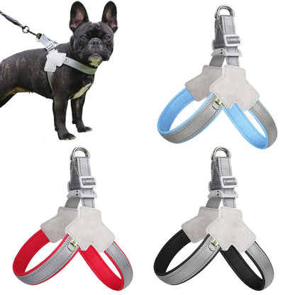 French Bulldog Harness for Small Medium Large Dogs — Adjustable Reflective Chest Strap Vest, Hiking Walking Harness for Pug, Teddy
