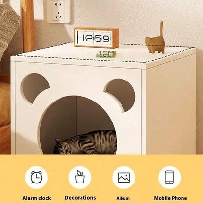 Cat Nest Cabinet Simple Modern Bedroom Small Solid Wood Cat Bedside Pet Nest Multifunctional Cat Storage Side Table Cat Bed