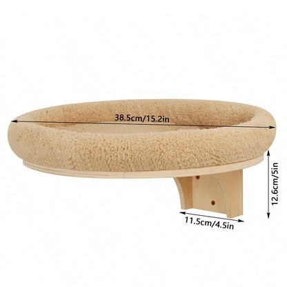 Wall Mounted Cat Tree Wooden Shelves Scratching Posts Climbing Cat Perches Hammock with Steps and Ladder Pet Wooden Furniture