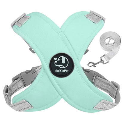French Bulldog Harness and Leash Set — Reflective Adjustable Vest with Metal D-Ring, Breathable No-Pull Walking Harness for Small Dogs