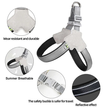 French Bulldog Harness for Small Medium Large Dogs — Adjustable Reflective Chest Strap Vest, Hiking Walking Harness for Pug, Teddy